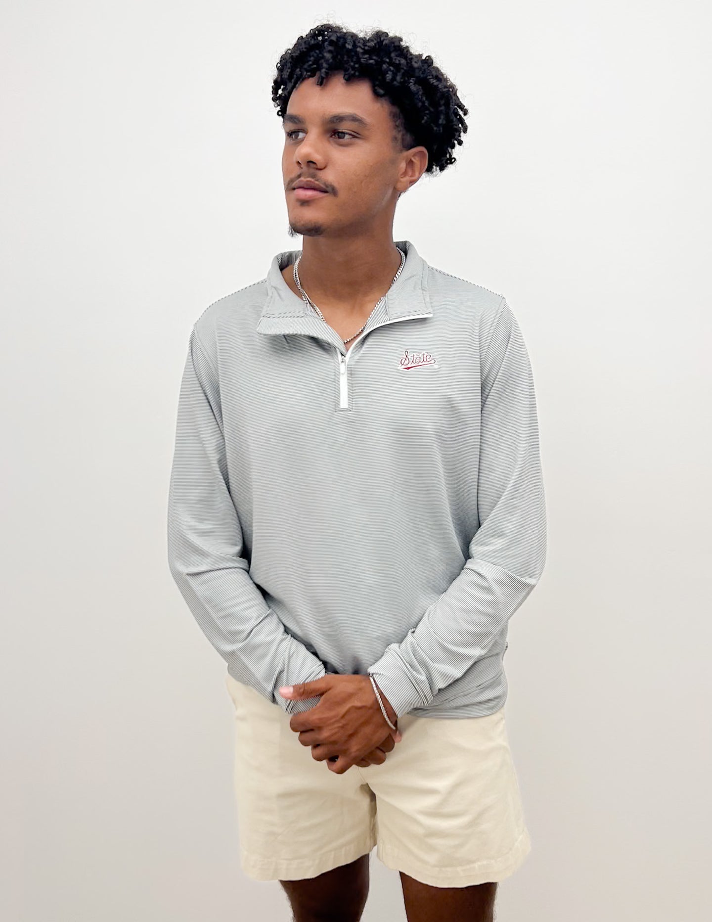 Mississippi State Script Stripe 1/4 Zip Pullover