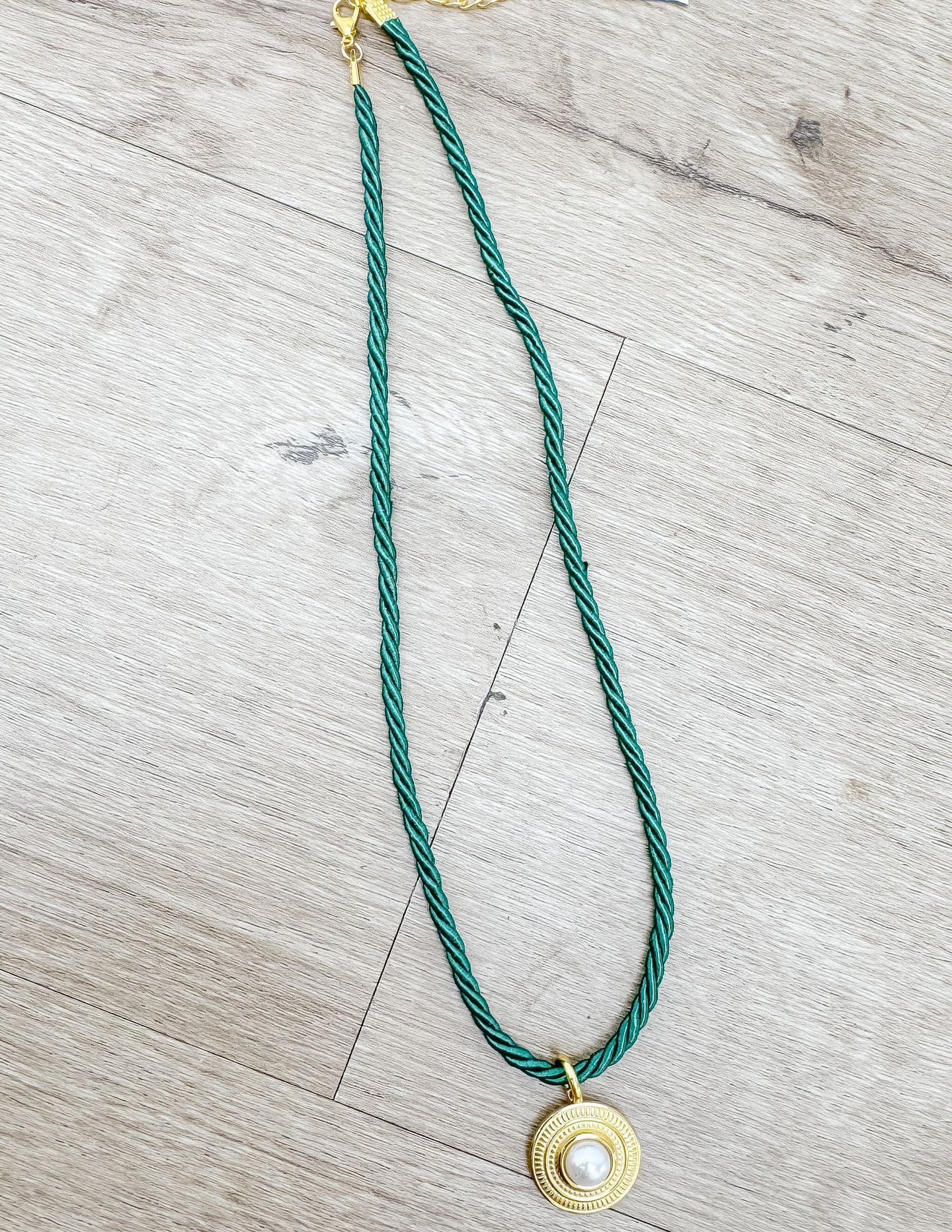 Everyday Trendy Small Green Cord Necklace