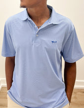 Load image into Gallery viewer, Coastal Cotton Medium Blue Stripe Polo