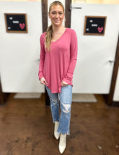 Load image into Gallery viewer, Show Me Everyday V-Neck Long Sleeve Top Dusty Rose