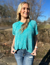 Load image into Gallery viewer, Run Away With Me Ribbed Top Lt Teal