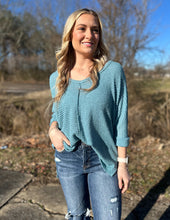 Load image into Gallery viewer, You Caught My Eyes 3/4 Sleeve Sweater Dusty Teal