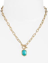 Load image into Gallery viewer, Kendra Scott Daphne Link Chain Necklace Gold Variegated Turquoise