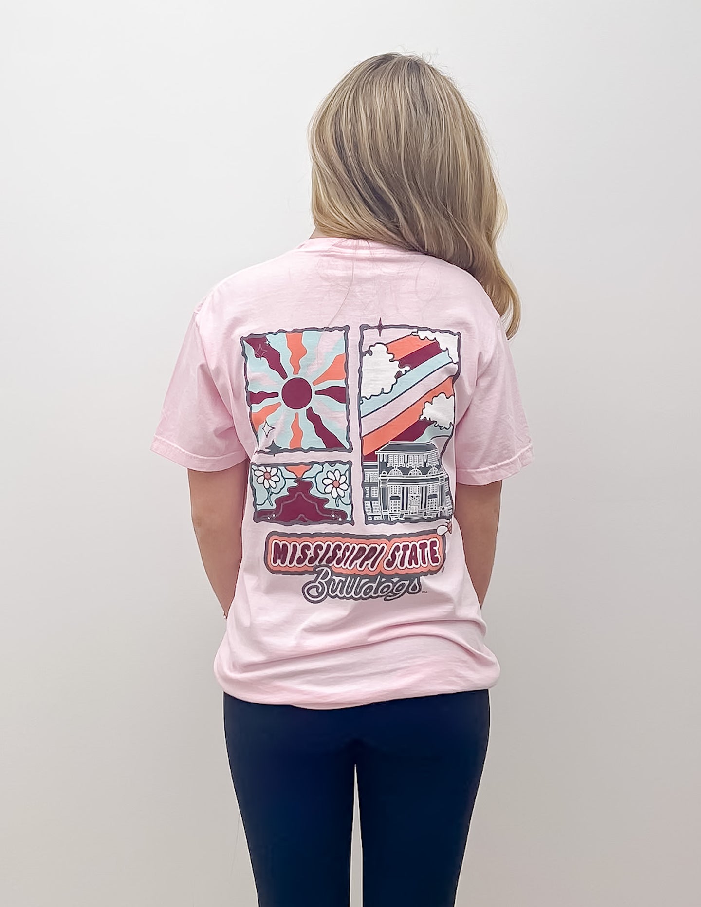 Mississippi State Groovy Campus SS Tee in Blossom