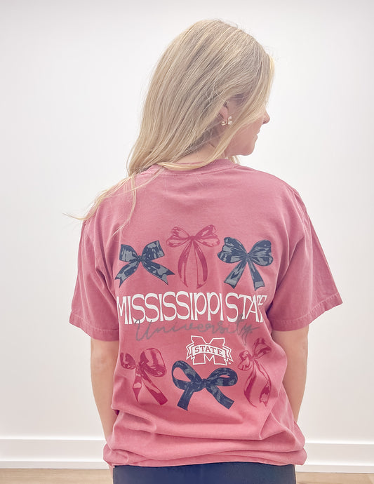 Mississippi State Delicate Bows SS Tee in Brick