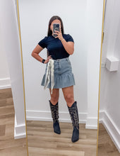 Load image into Gallery viewer, Let&#39;s Go Girls Ruffle Denim Skirt