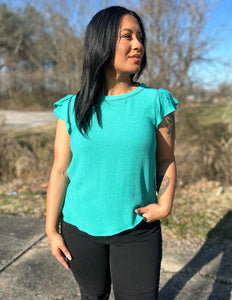 When It Gets Good Tulip Sleeve Blouse Emerald