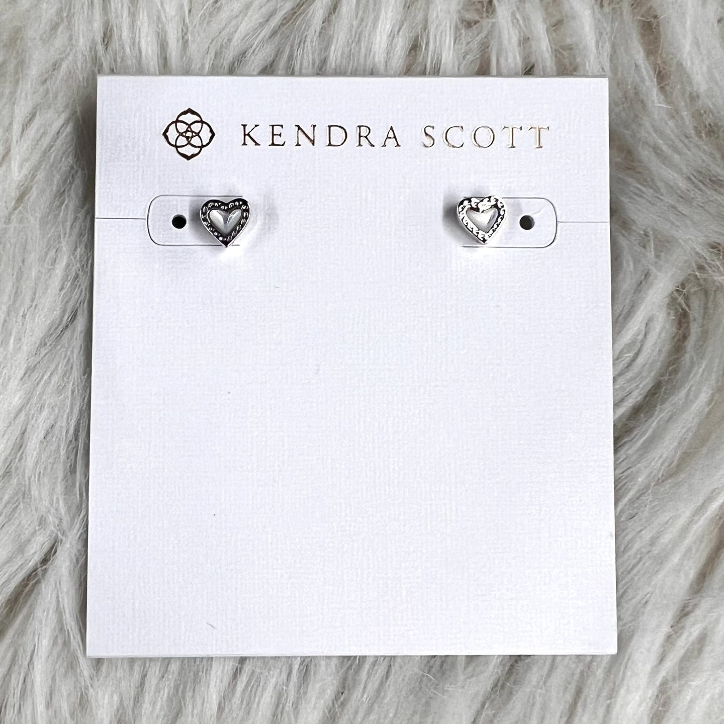 Kendra Scott Mini Ari Heart Stud Earrings in Silver Ivory MOP