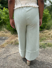 Load image into Gallery viewer, Cute &amp; Comfy Terry Knit Palazzo Pants in Faded Olive