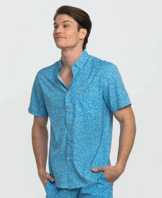 Southern Shirt Men's Blue Blooms Baja Shirt