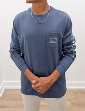 Load image into Gallery viewer, Vineyard Vines Vintage Whale Long Sleeve Tee in Blue Blazer