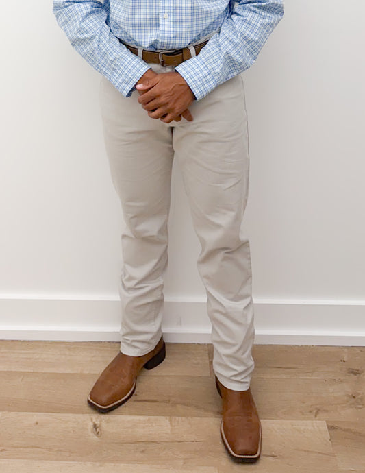 Coastal Cotton Stone Grey Stretch Twill Five Pocket Pants