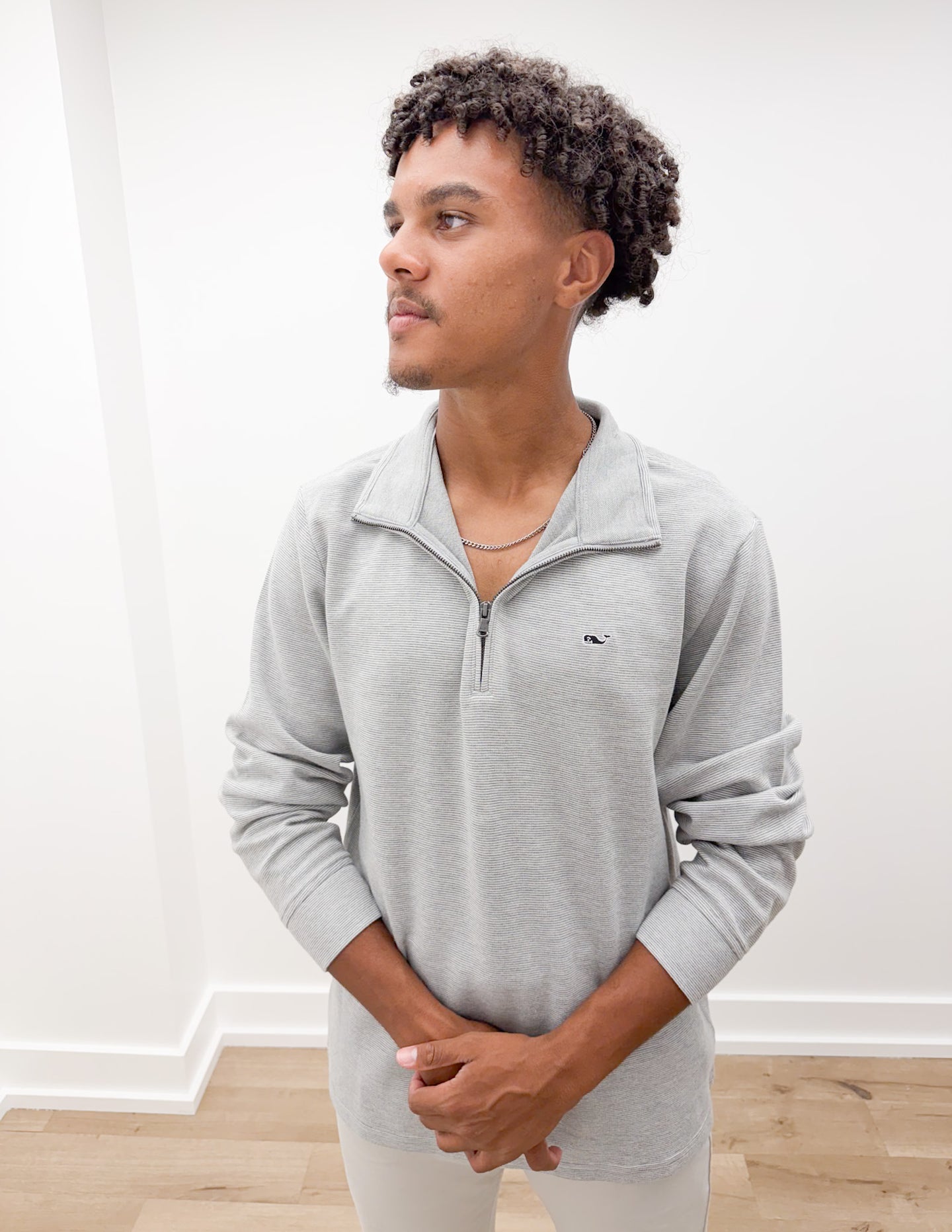 Vineyard Vines Saltwater Quarter Zip in Granite