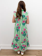 Load image into Gallery viewer, Never Late Midi Dress in Green Mix