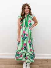 Load image into Gallery viewer, Never Late Midi Dress in Green Mix