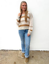 Load image into Gallery viewer, She&#39;s a Winner Striped Sweater in Latte