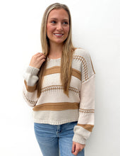 Load image into Gallery viewer, She&#39;s a Winner Striped Sweater in Latte