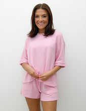Load image into Gallery viewer, Keep You Thinking SS Top &amp; Shorts Set in Pink