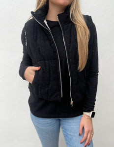 My Go To Corduroy Puffer Vest in Black