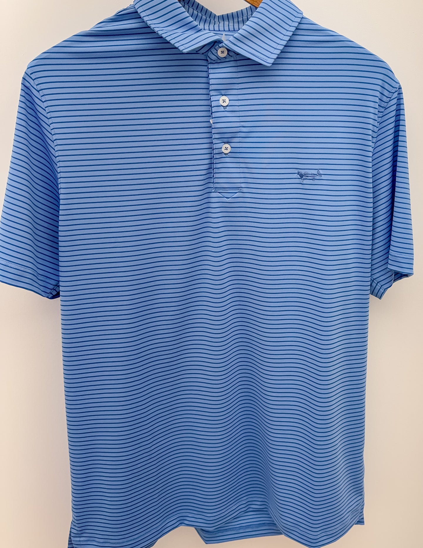 Coastal Cotton Cobalt Stripe Performance Polo