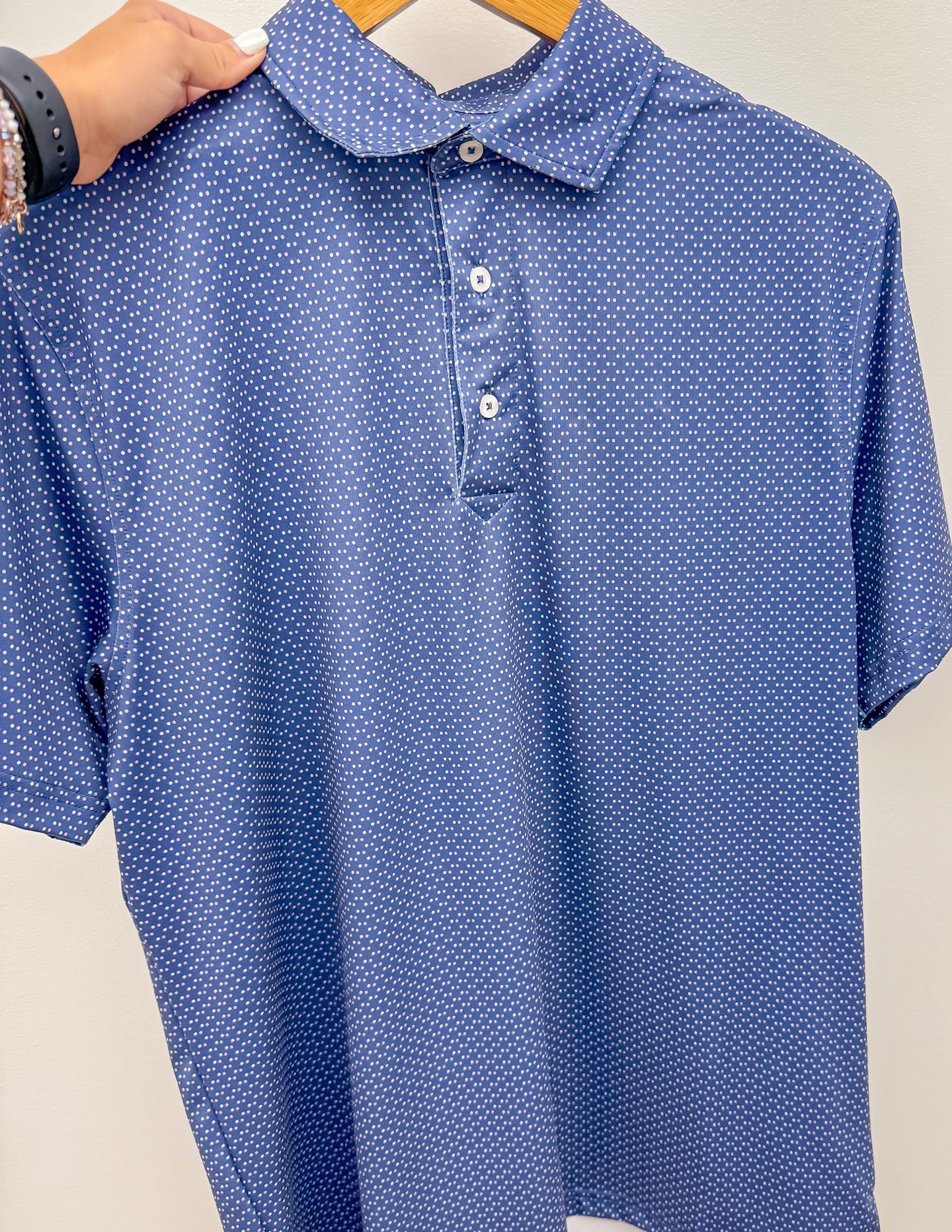 Coastal Cotton Polka Dot Printed Performance Polo