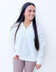 In the Winter Winds Sherpa Pullover in Sugar Swizzle