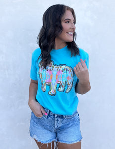 Watercolor Bulldog Silhouette Seafoam Graphic SS Tee