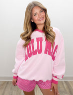 Lulu Mac Social Society Sweatshirt in Lt Pink/Hot Pink