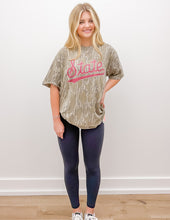 Load image into Gallery viewer, Maroon State Script On Bottomland Camo SS Tee