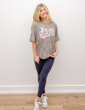 Load image into Gallery viewer, Pink State Script On Bottomland Camo SS Tee