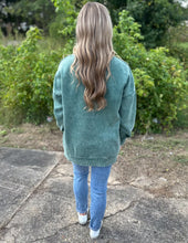 Load image into Gallery viewer, Today Tomorrow Acid Wash Fleece Hi Low Hem Pullover Dk Green