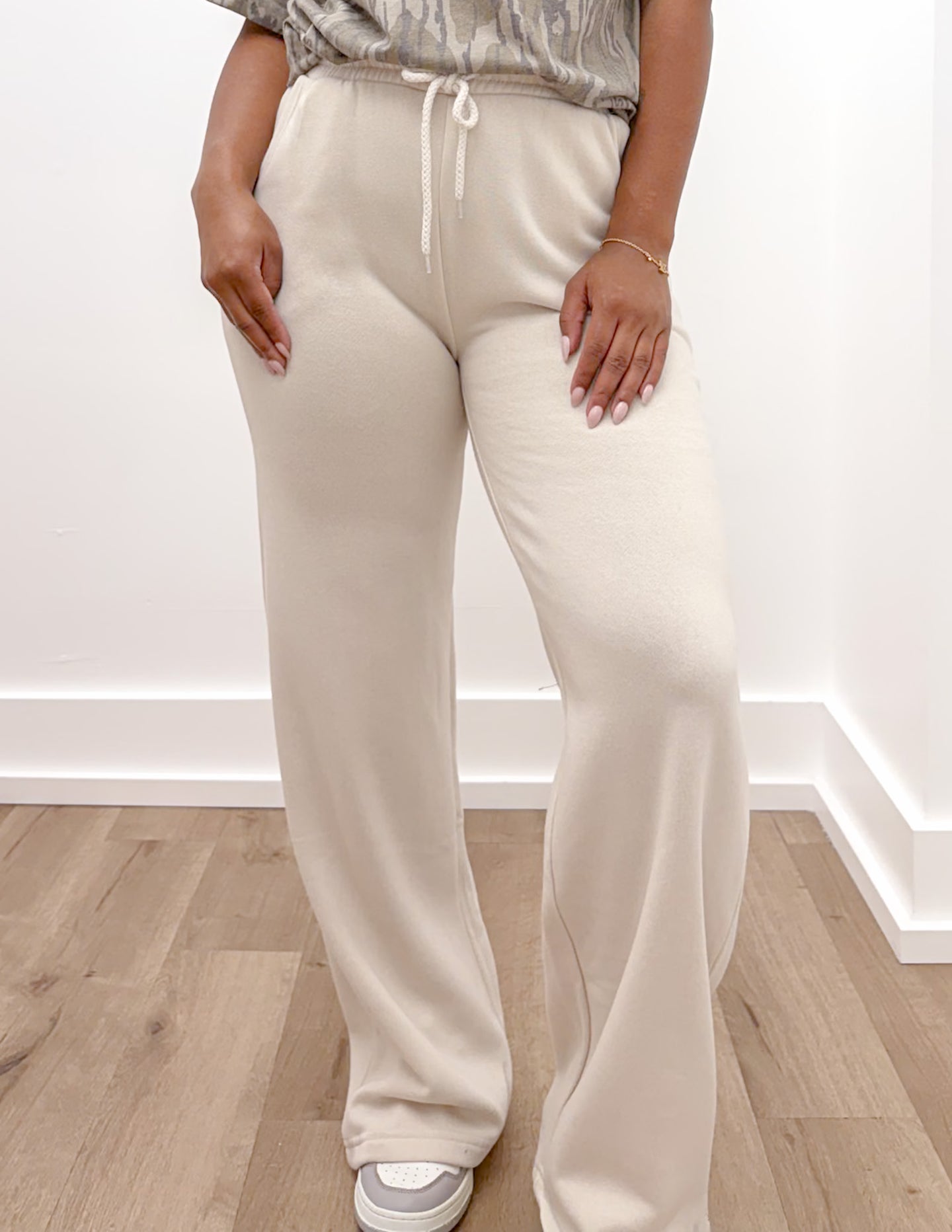 Not Over You Fleece Joggers in Beige