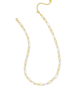 Kendra Scott Ainsley Gold White Enamel Convertible Chain Necklace