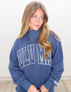 Lulu Mac Stitch Mockneck Terry Cloth Sweatshirt in Navy