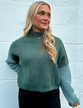 Load image into Gallery viewer, Don&#39;t Think Twice Color Block Oversized Sweater Green
