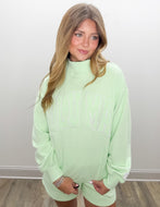 Lulu Mac Stitch Mockneck Terry Cloth Sweatshirt in Mint