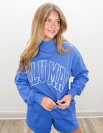 Lulu Mac Stitch Mockneck Terry Cloth Sweatshirt in Bright Blue