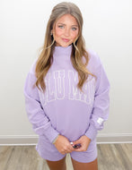 Lulu Mac Stitch Mockneck Terry Cloth Sweatshirt in Lavender