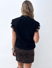 Load image into Gallery viewer, Comfort &amp; Joy Fringe Sweater Vest in Black