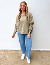 Load image into Gallery viewer, Royce Brand Abrianna LS French Terry Crewneck Fleece in Sand