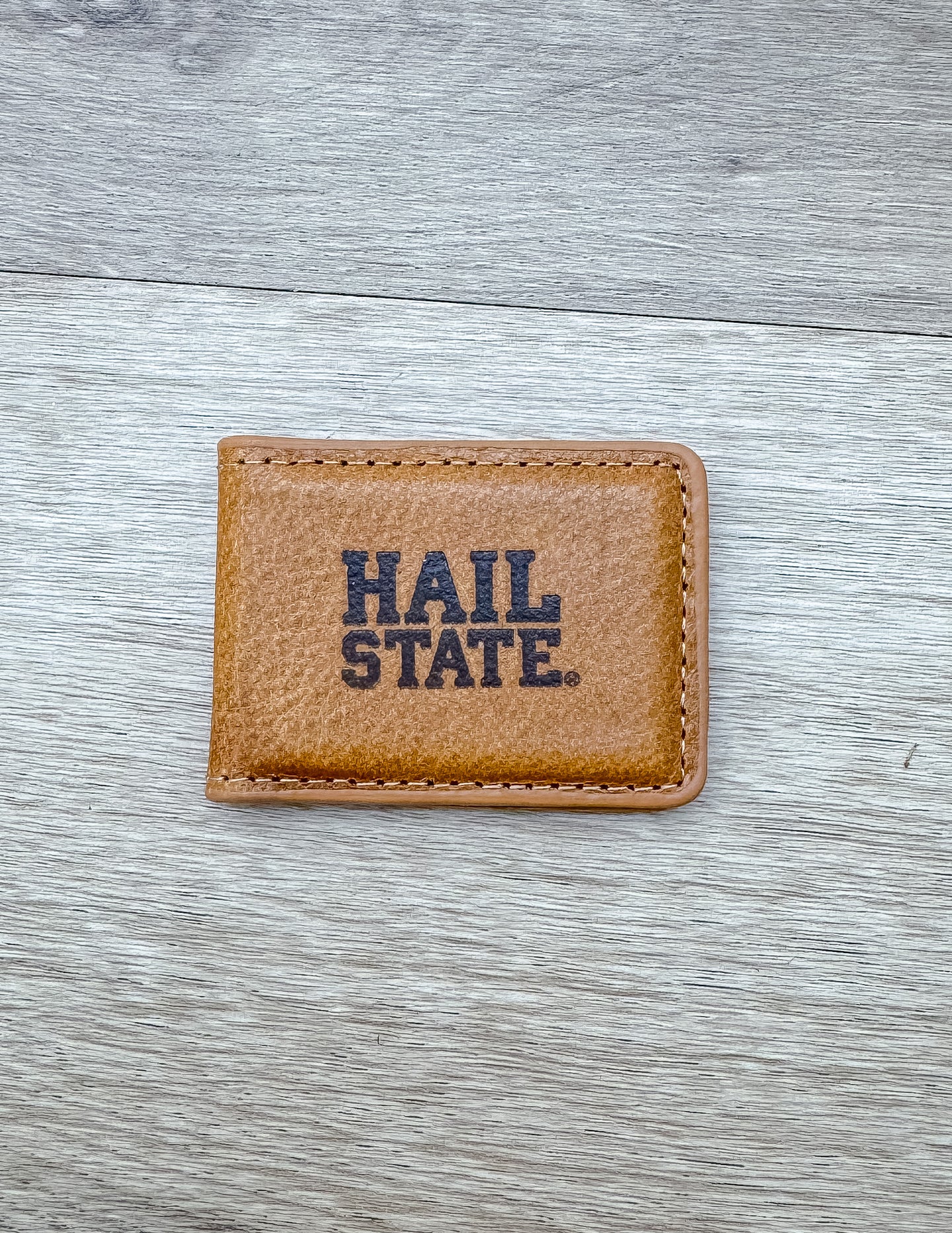 Magnetic Money Clip Tan Embossed Hail State