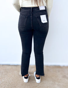 The Way She Goes High Rise Raw Crop Flare Jeans