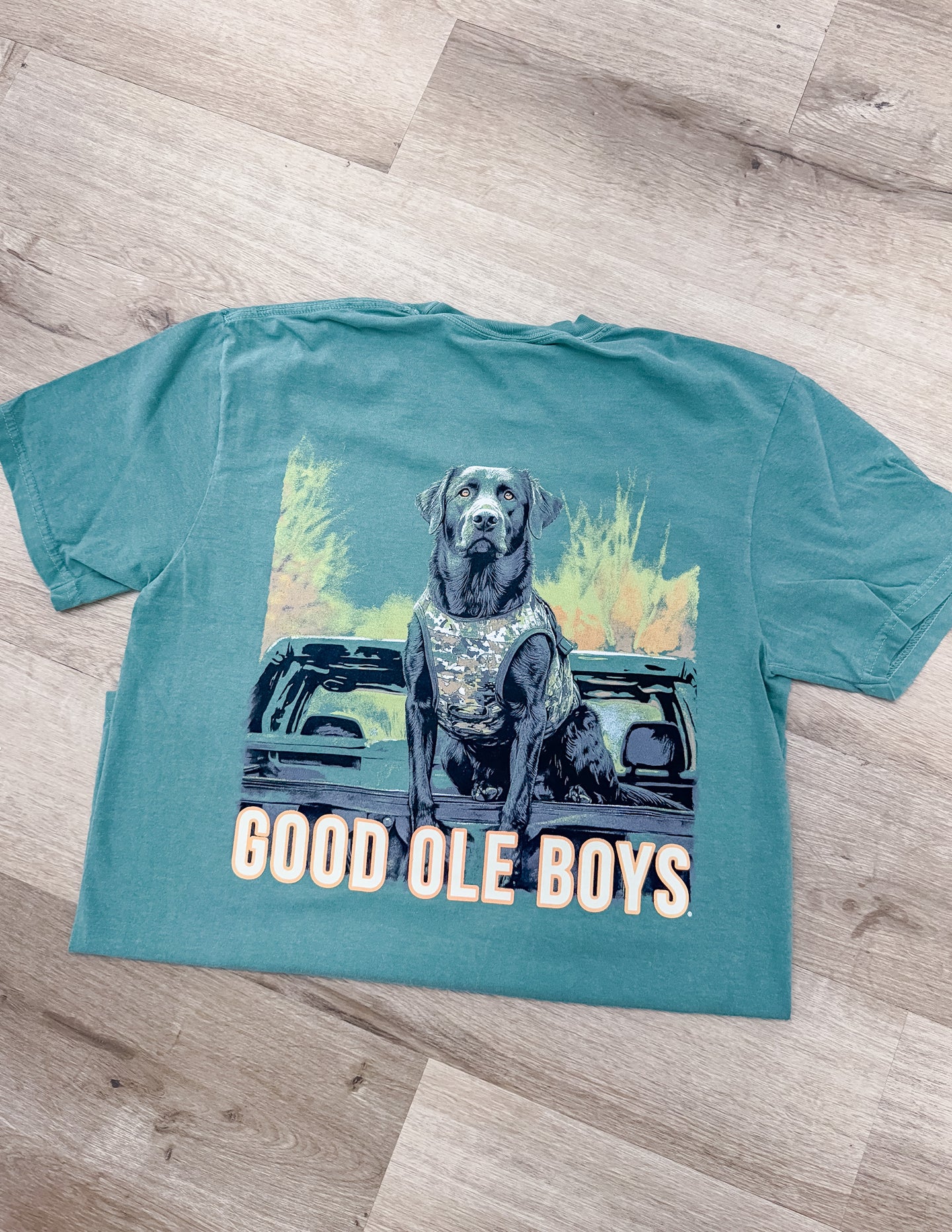 Good Ole Boys Outdoors Black Lab Tailgate SS Tee Light Green