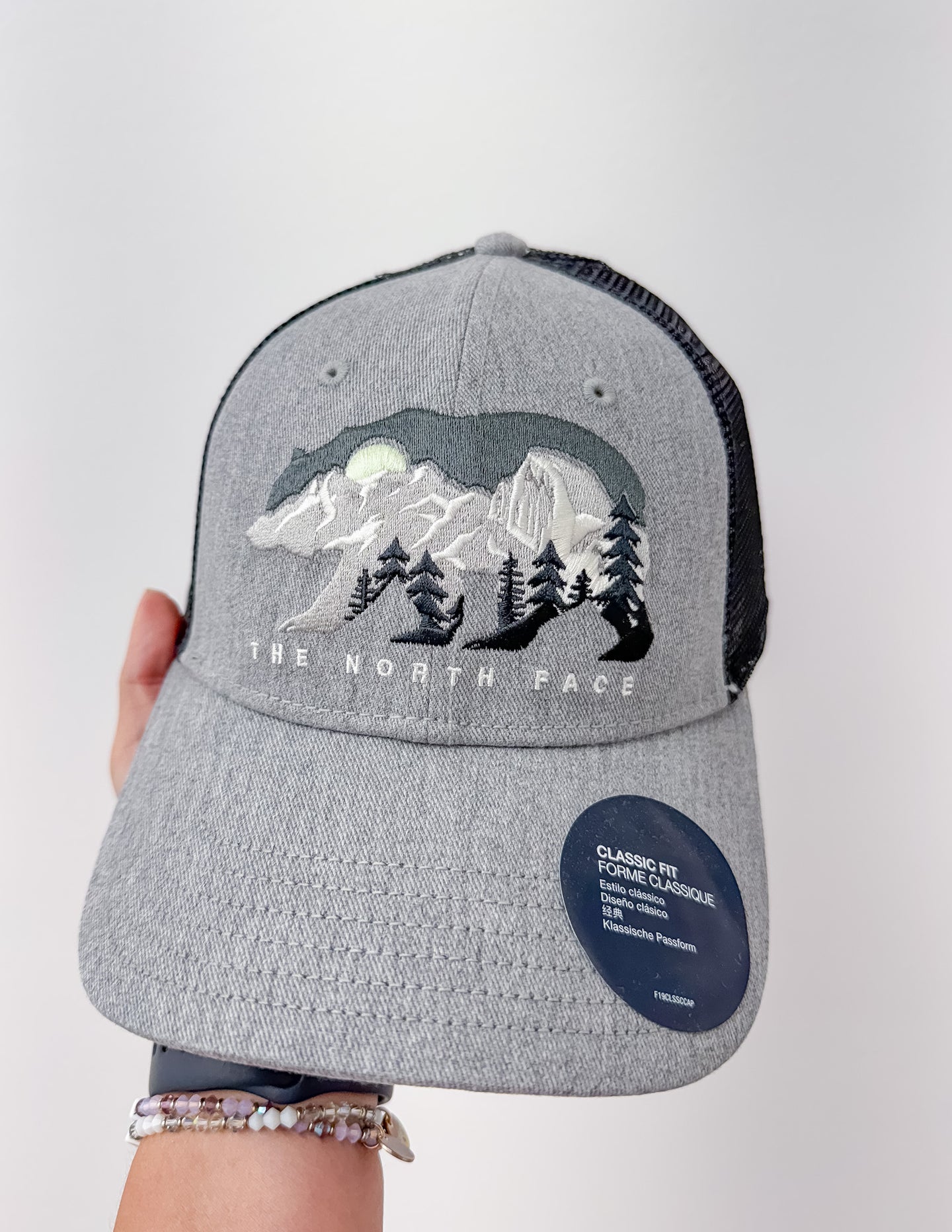 The North Face Embroidered Mudder Trucker in Light Grey Heather