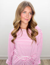 Load image into Gallery viewer, Lulu Mac Stripe Monochrome LS Top in Neon Pink