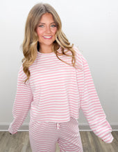 Load image into Gallery viewer, Lulu Mac Stripe Monochrome LS Top in Lt Pink