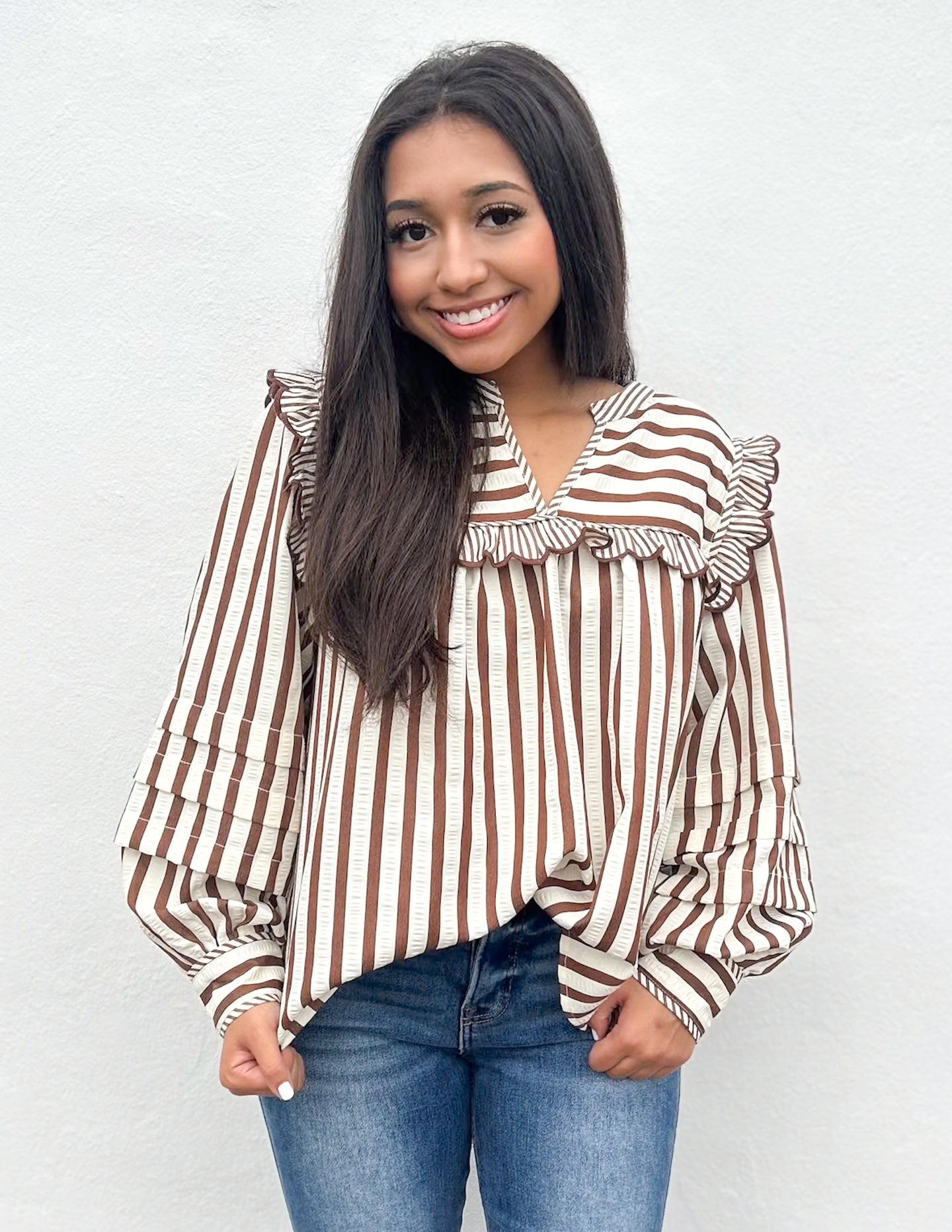 Timeless Striped Long Sleeve Blouse