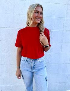 What I Was Made For Oversized Crop Tee Red