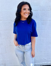 Load image into Gallery viewer, What I Was Made For Oversized Crop Tee Royal Blue