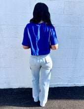 Load image into Gallery viewer, What I Was Made For Oversized Crop Tee Royal Blue
